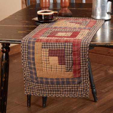 Millsboro Runner Log Cabin Block Quilted 13x36 - The Fox Decor